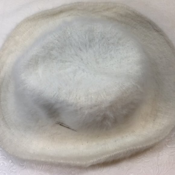 VTG 90s Parkhurst White Fuzzy Angora Mix Wide Adj Wired Brim Hat 22" - Picture 6 of 10